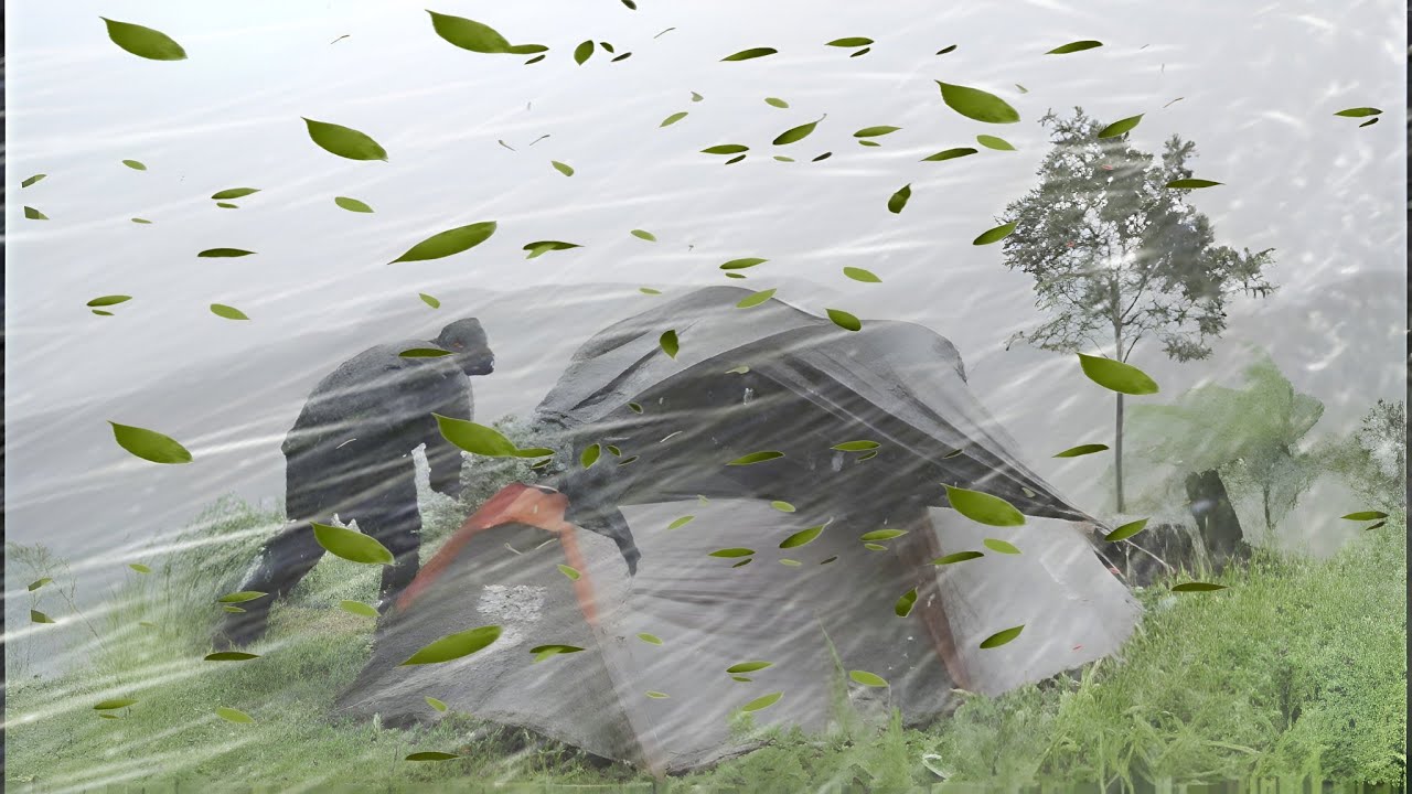 RAIN STORM ‼️🏕 CAMPING IN VERY HEAVY RAIN AND THUNDER 🌧 STRUGGLE TO BUILD SHELTER IN VERY HEAVY RAIN
