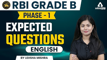 RBI GRADE B PHASE 1 | Expected Questions | English by Udisha Mishra