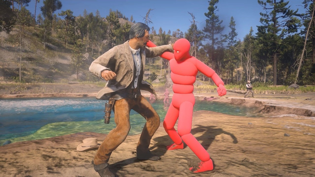NPCs Fight Each other with Euphoria Ragdoll Physics RDR2 NPC WARS 