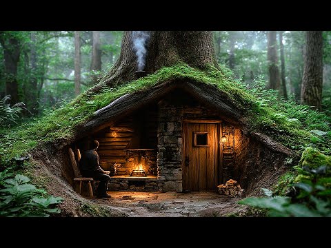 How To Build The Warmest Cozy Shelter Inside A Tree For Solo Bushcraft ...