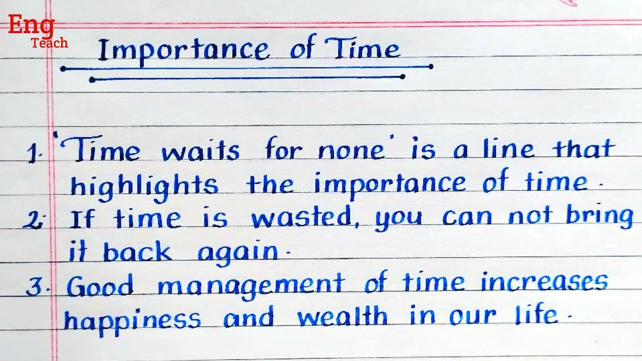 importance of time essay for class 5