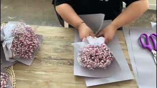 Gypsophila Bouquet wrapping display