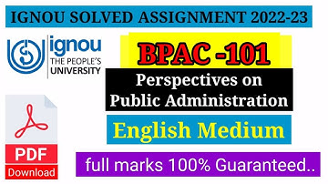 ignou bpac 101 ignou solved assignment 2022-23 bag bhag bscg bcom pdf