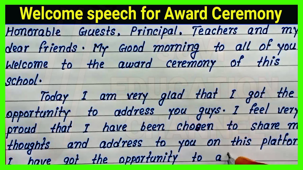 welcome speech in english for award ceremony