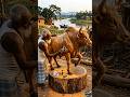 Powerful Wooden Bull Carving 🐂 | Satisfying Handcrafted Art You Must Watch!