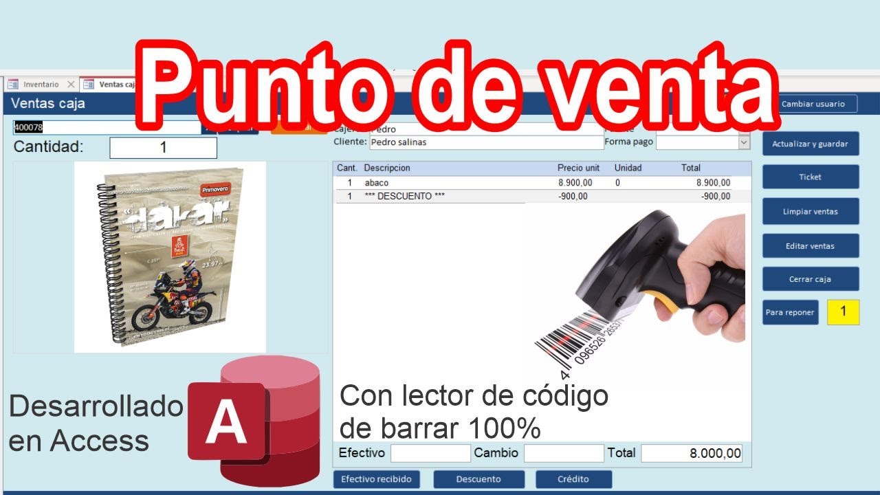 Punto de venta con inventario, imagen y lector de código de barras (PV4) -  YouTube