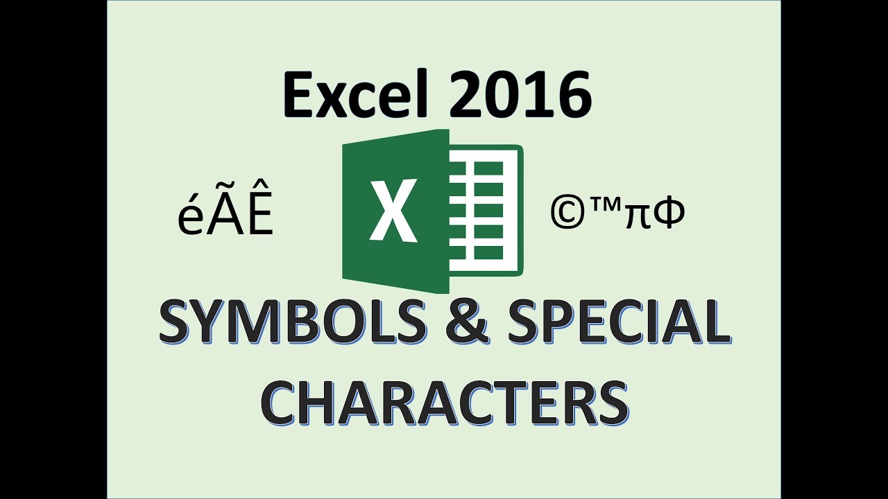 Excel 16 Symbols Special Characters How To Insert Make Add Symbol Character List In Ms 365 Youtube
