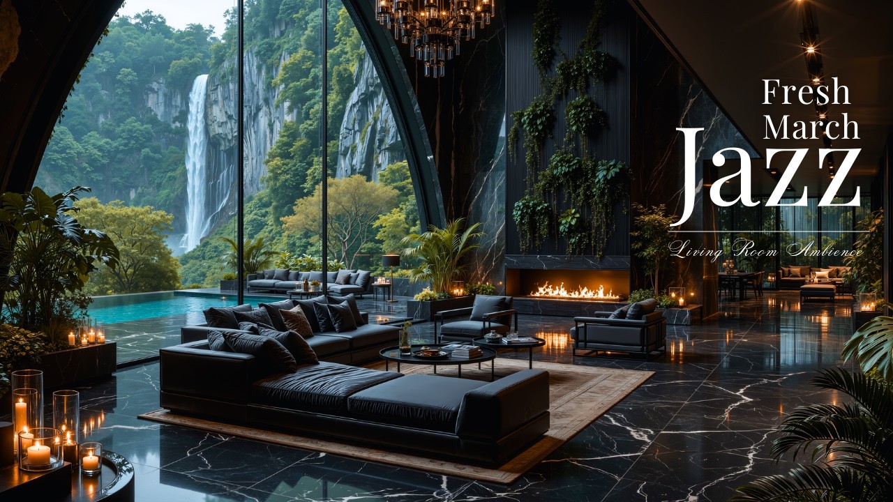 Свежий Мартовский Джаз На Природе, В Атмосфере Водопада | Нежная Джазовая Музыка В Элегантной Гос...