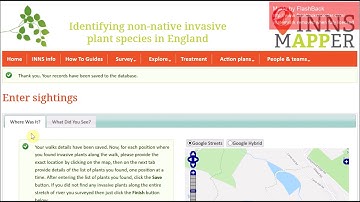 INNS Mapper - How to enter a survey section