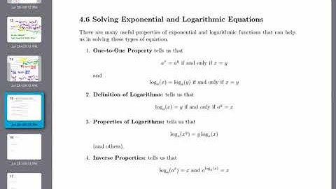Precalculus 4.6 Solving Exponential and Logarithmic Equations