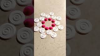 Very EasyWhite rangoli design/Simple& Innovativerangoli design#youtubepartner#shorts#easyrangoli