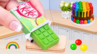 Delicious Rainbow KitKat Cake | Sweet Mini Special Rainbow Cake Recipe With Green Tea KitKat