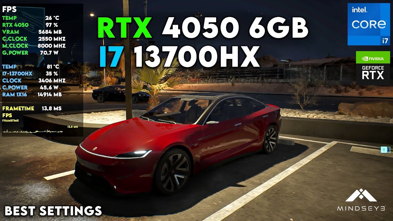 MindsEye (Лучшие настройки) - RTX 4050 6 ГБ + I7 13700HX | Тест производительности ПК!