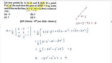 Let two points be A(1,-1) and B(0,2).If a point P(x,y) be such that area of triangle PAB=5 sq. units