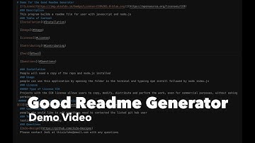 Good Readme Generator Demo Video.