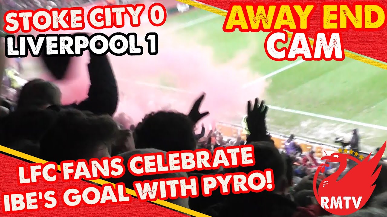 Jordon Ibe Goal PYRO Celebration!!! | Stoke 0-1 Liverpool | Away End ...