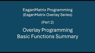 EaganMatrix Overlays - Basic Programming Functions