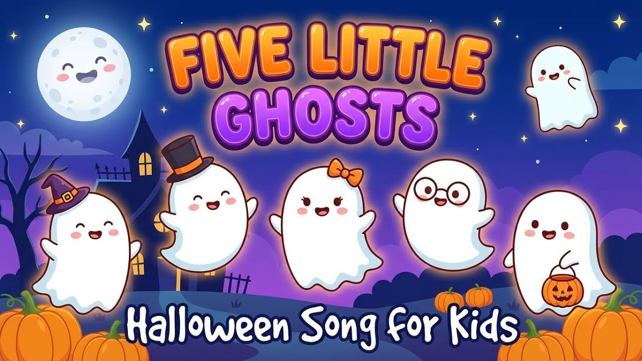 Five Little Ghosts | Halloween Song for Kids | Learnkin Kids - YouTube
