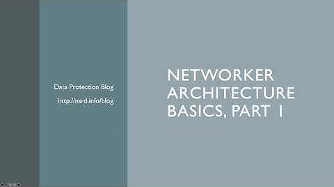 NetWorker Architecture Basics Part 1