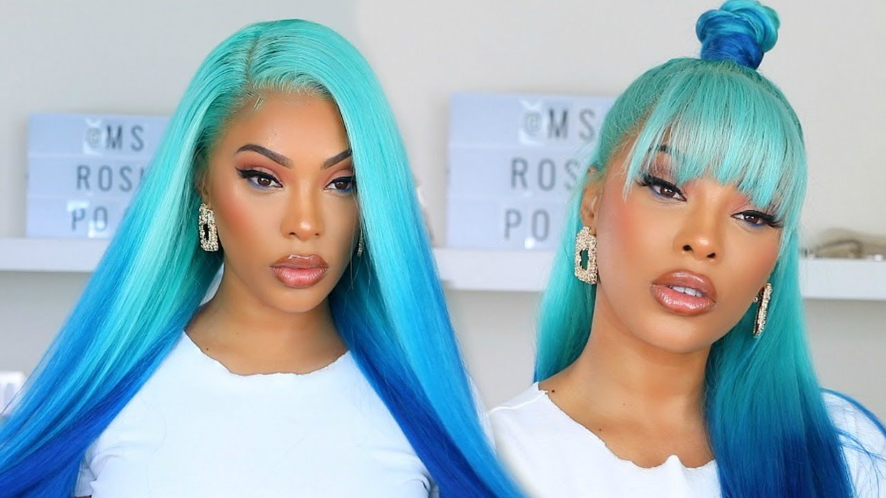 Blue Ombre Human Hair Wigs - wide 10