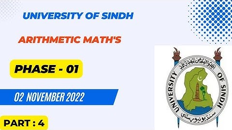 Sample Arithmetic | Part - 4 | 02 - 11 - 2022 | Past Papers | University Of Sindh Jamshoro