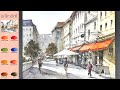 Landscape Watercolor - in the street(sketch &color mixing) NAMIL ART