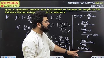A cylindrical metallic wire is stretched to increase its length by 5%. Calculate the