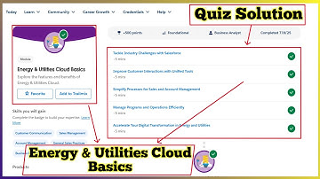 Energy & Utilities Cloud Basics | Salesforce Developer | Quiz Solution