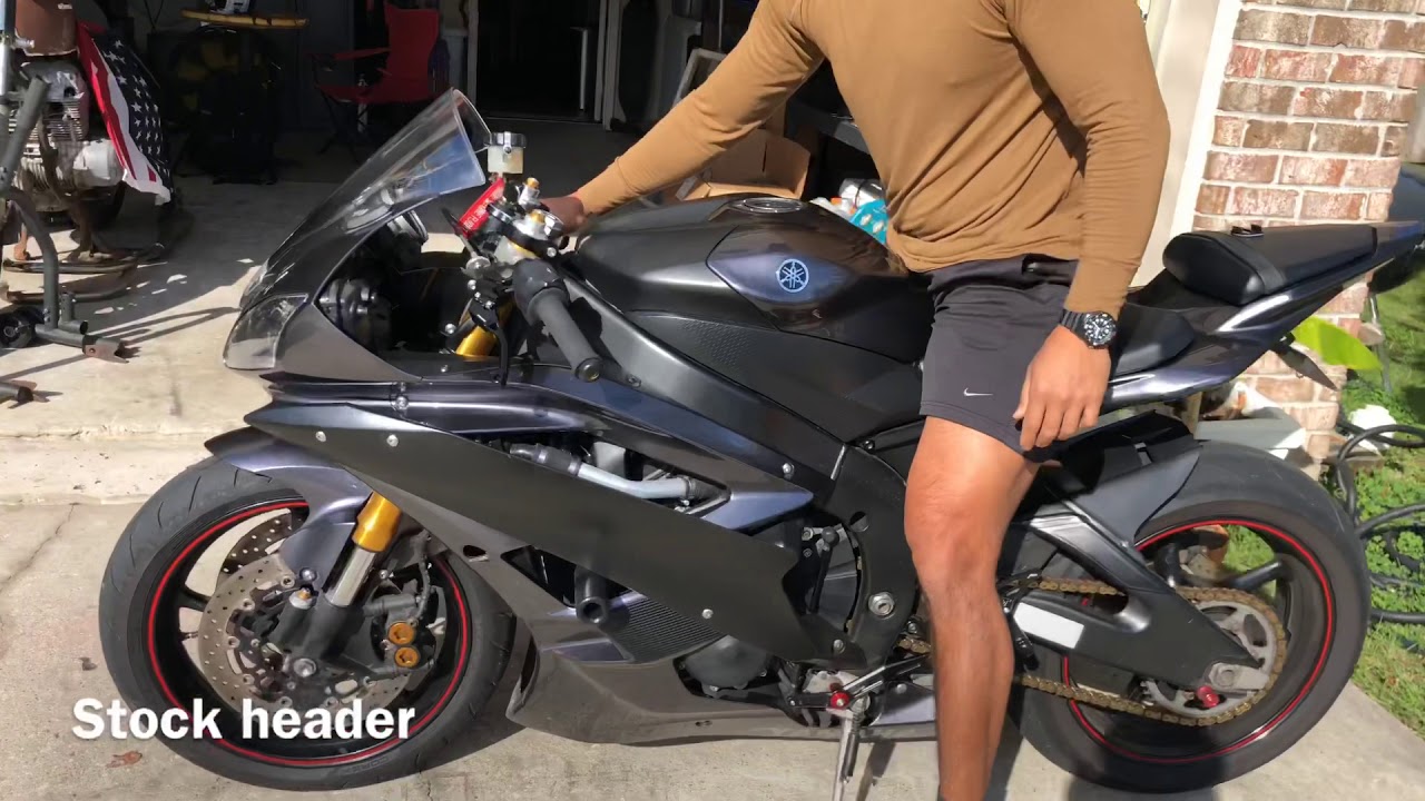 06 R6 stock headers vs MJS headers, Werkes GP slipon - YouTube