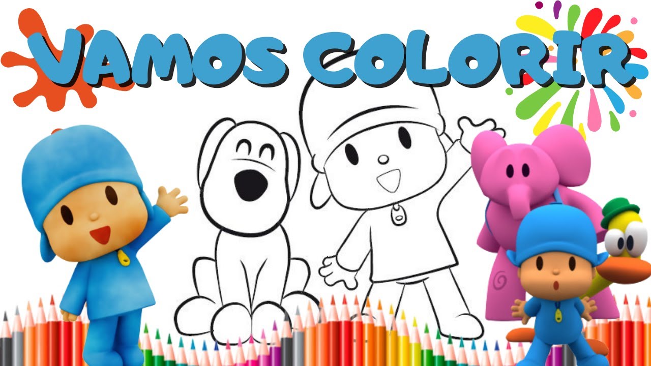 Desenhar E colorir Pocoyo E Loula 👶🐶 Desenhos Para Crianças 