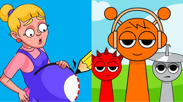 Draw Puzzle: Tricky Brain Test vs Spranky Run: Horror Game - Satisfying ASMR Gameplay All Levels