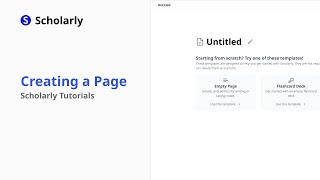 How to create a Page - Scholarly Basics