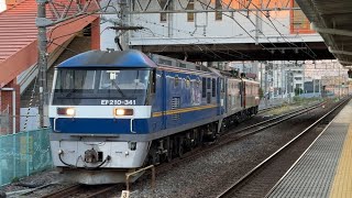 【機関車三重単の超カオスなジョイント音！】EF210–341号機＋EF210–155号機（臨検）＋EH800–7号機（全検）OM出場回送汽笛を鳴らして土呂駅通過