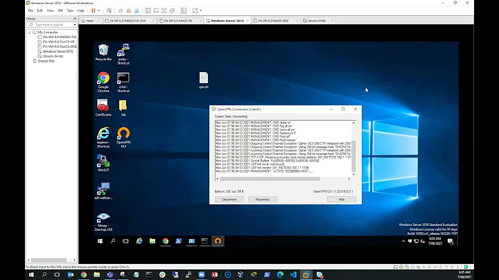Configure Ubuntu OpenVPN server NAT Network connection to Windows 16 Client using VMware