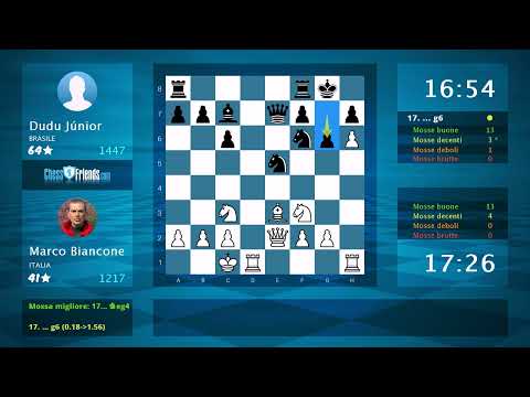 Analisi del gioco di scacchi: Marco Biancone - Dudu Júnior, 1-0 (di ChessFriends.com)
