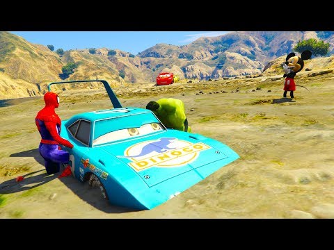 Cars 3 Movies Spiderman &Hulk Rescue Dinoco King From Swamp w Disney Cars 3 Spiderman Cartoon For Ki