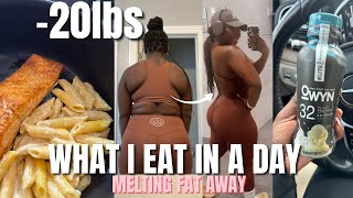 What I EAT IN A DAY To Lose Weight and Fat! 20 lbs down! High Protein for Fat Loss!!