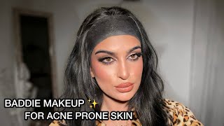 BADDIE MAKEUP ACNE PRONE SKIN | GLOWY AND LONGLASTING | AYESHA AMIR