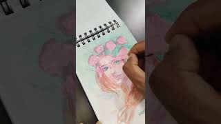 flower girl portrait in watercolor / beautiful portrait painting