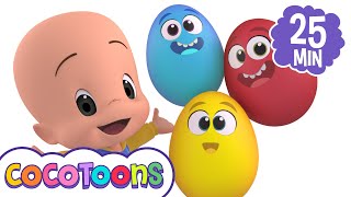 Aprende los colores y los vehículos con Cuquín y sus huevos sorpresa - Cocotoons