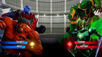 RED THANOS & RED HULK VS GREEN VENOM & GREEN ARTHUR - Marvel vs Capcom Infinite All Costumes Unlock
