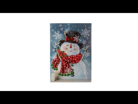 Winter Lane FiberOptic Lit Canvas Art Happy Snowman - Winter Lane FiberOptic Lit Canvas Art Happy Snowman