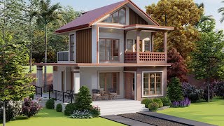 Decent 3 Bedroom with 2 Storey House -Beautiful and Elegant Small House Design -2 Balcony