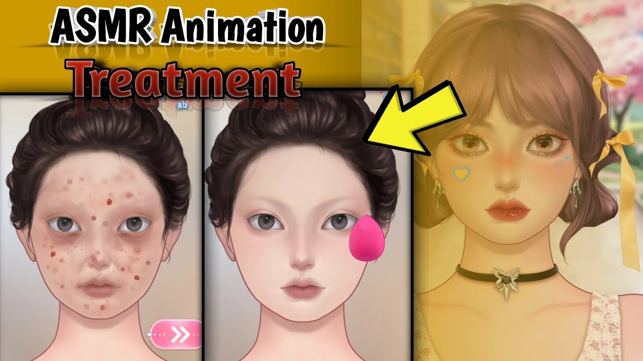 ASMR The best treatment for girls Face and 2D Animation Make-up ...