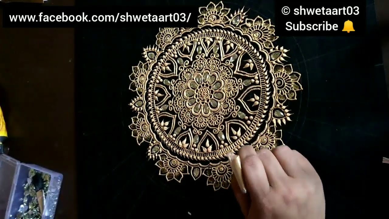 Royal Gold mandala using Acrylic cone by shwetaart03