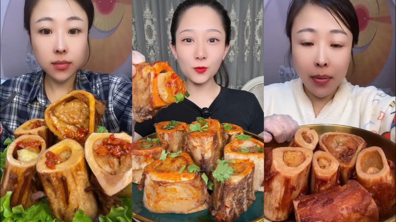 Asmr mukbang eating bone marrow - full 2 hours long - alice food 