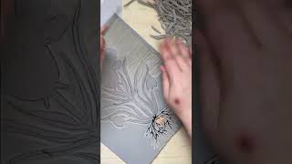 Time lapse, carving away the negative space on my latest linocut print.