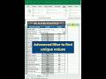 Excel Advanced Filter for Unique Values #Excel #exceltips #ipl #data #parmindersinghanalytics #tips