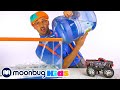 Learn to wash toy trucks  blippi  kids songs  moonbug kids