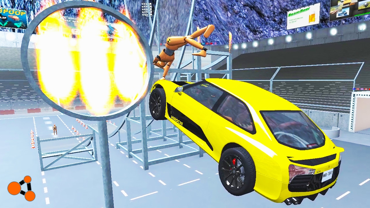 Beamng drive - Dummy crashes, jumping into a ring of fire